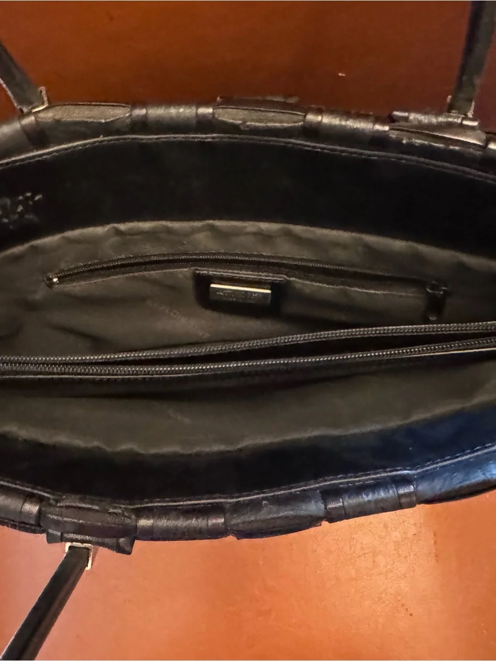 Vintage Antonio Scepi Italian Black Woven Genuine Leather Tote Bag